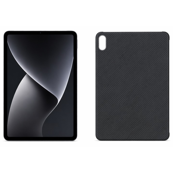 Husa magnetica pentru iPad Mini 6, tip Kevlar, design slim, finisaj carbon, 8.3"