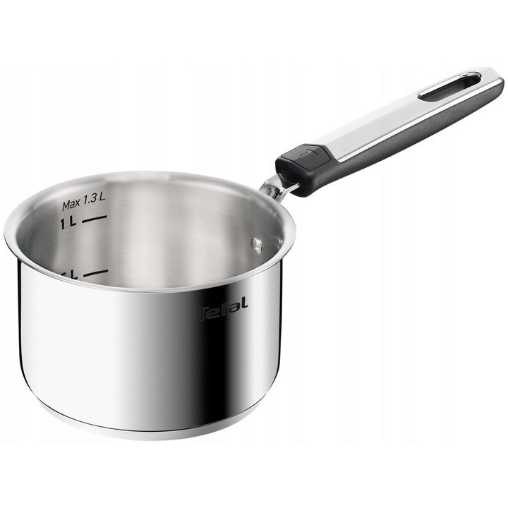 Tefal Emotion+ E3282745 nyeles lábas/kis edény, rozsdamentes acél, indukciós főzőlappal kompatibilis, belső mérőjelzésekkel, inox, 1.4 L, 14 cm