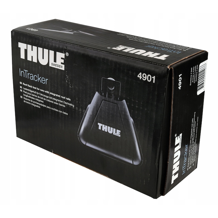 Set picioare portbagaj Thule InTracker 4901, pentru relinguri integrate, cu incuietori, capacitate 75 kg, Negru, 4 piese