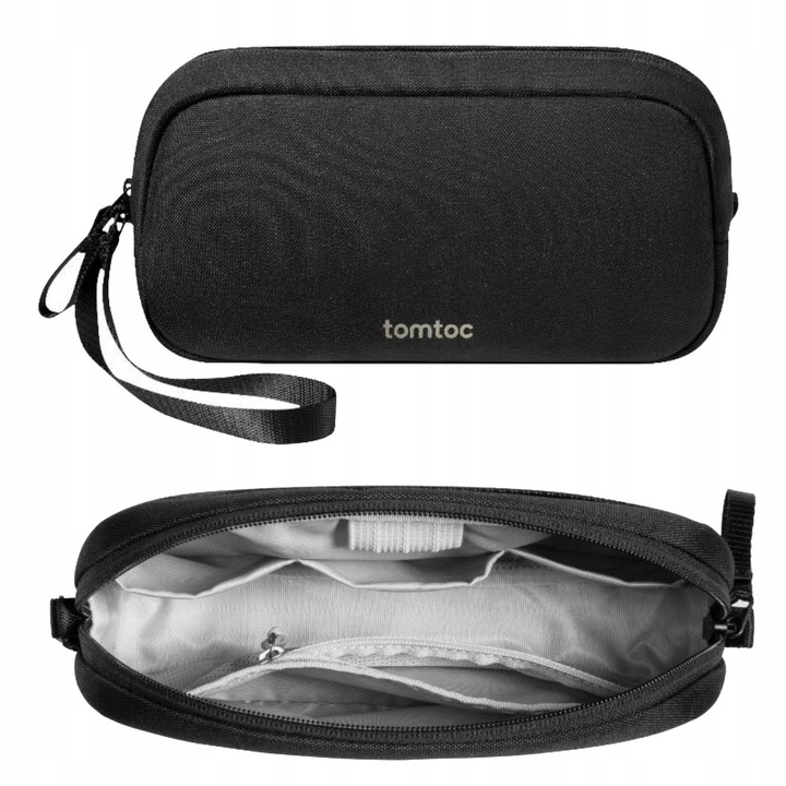 Tomtoc Light-T12 kiegészítő tok, 1.8 l kapacitás, rendszerező rekeszekkel és csuklópánttal, fekete, 245 x 130 x 70 mm