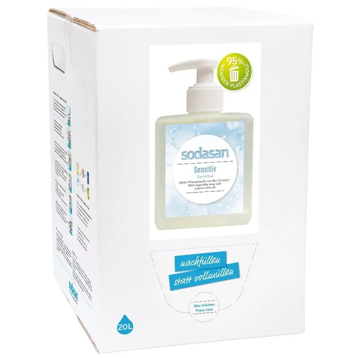 Természetes Ökológiai Folyékony Szappan Érzékeny Bőrre 20L Bag In Box – Kímélő Illatmentes Formula