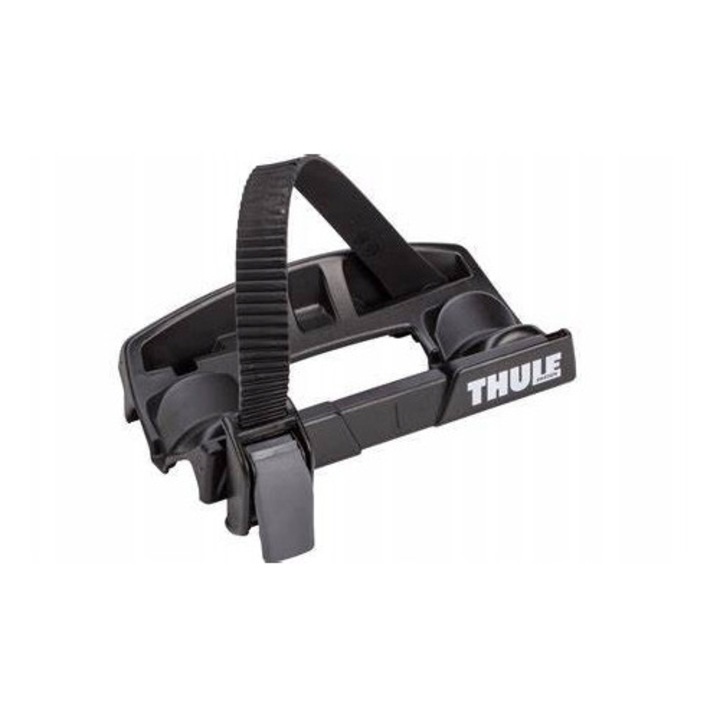 Suport roata Thule WheelHolder Rear 598, cu chinga reglabila, pentru prindere spate pe portbagaj bicicleta, Negru, 1 buc
