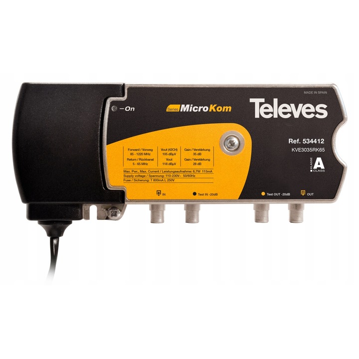 Amplificator semnal Televes MicroKom 534412 reglabil 30/35dB 85-1220MHz
