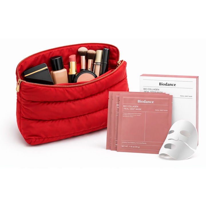 Portfard + Set 4 masti cu colagen Biodance pentru hidratare intensa