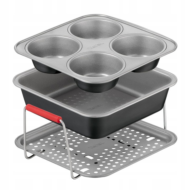 Tefal J701S344 olaj nélküli fritőz kiegészítő készlet, 3 részes, fekete, szénacél
