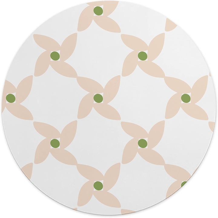 Mousepad Rotund 22 cm – Design Floral Pastel pentru un Birou Zen