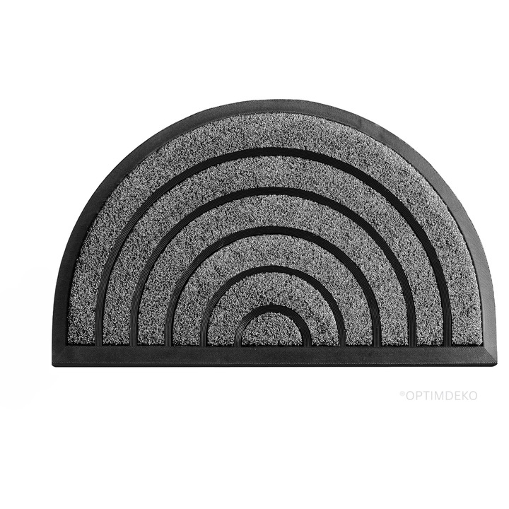 Covoras intrare modern, cauciuc si polietilena, foarte rezistent, DM 09 Gri, 75x45 cm, semicerc