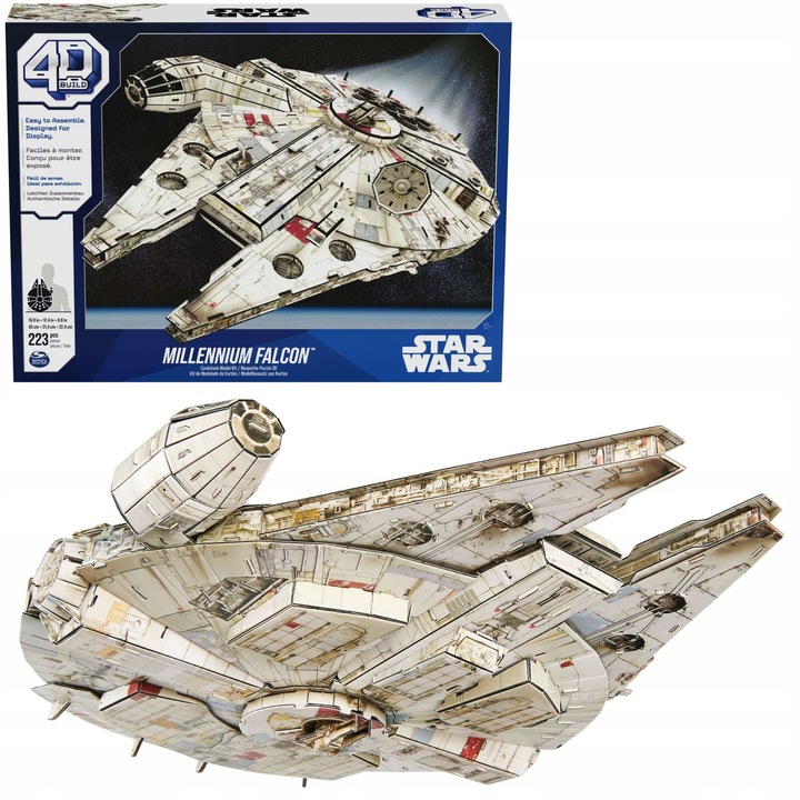 Puzzle 4D Star Wars, Millennium Falcon modell, 223 elem, 43x31,4x22,4cm