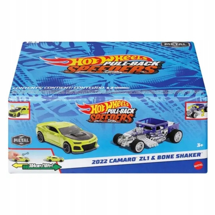 Hot Wheels Pull-Back Speeders GT-Scorcher & Porsche 911 GT3 autó szett, 2 db, 1:43, többszínű