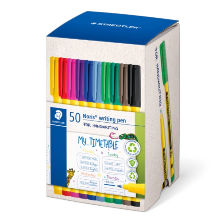 Тънкописеци Staedtler Noris 307, 0.6mm, 50 броя в опаковка, Многоцветен