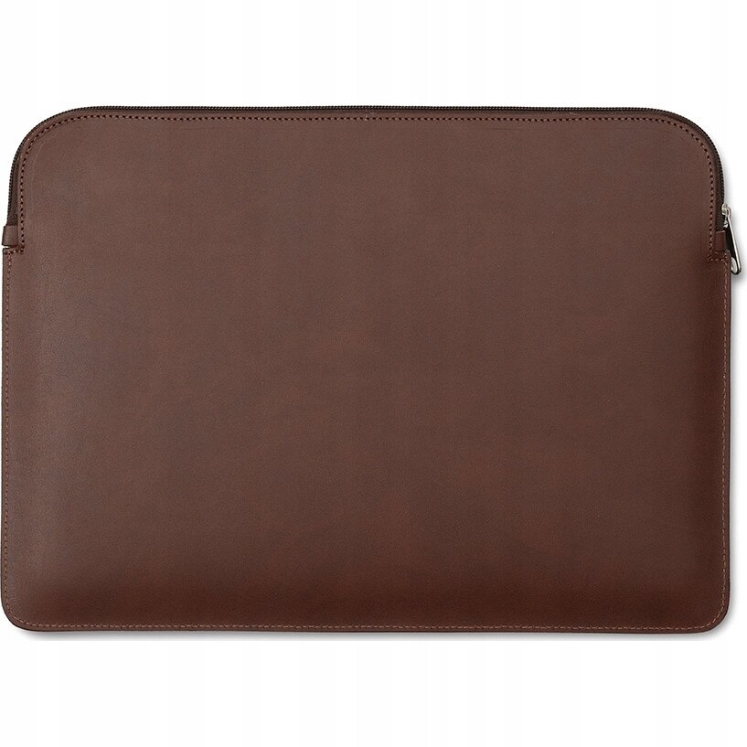 Etui laptop Baltan Sleeve Zip pentru MacBook Pro 14, piele naturala lacuita, cu buzunar pentru documente, culoare: maro inchis