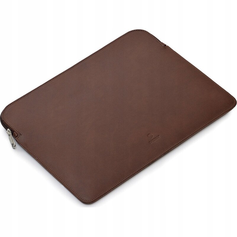 Etui laptop Baltan Sleeve Zip pentru MacBook Pro 14, piele naturala lacuita, cu buzunar pentru documente, culoare: maro inchis