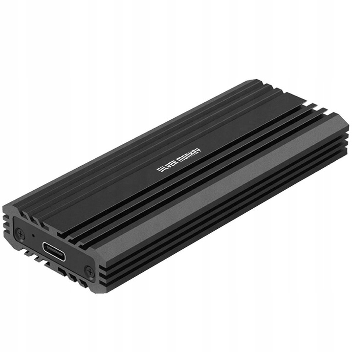 Külső ház M.2 NVMe SSD-hez, Silver Monkey, USB Type-C, 10 Gbps, fekete, 14x40x140mm