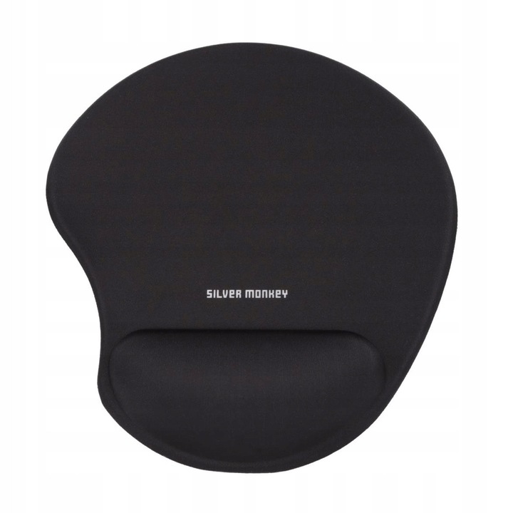 Podkladka pentru mouse Silver Monkey Ergo Mouse Pad M, neagra, 230x205x22mm, cu suport pentru incheietura mainii