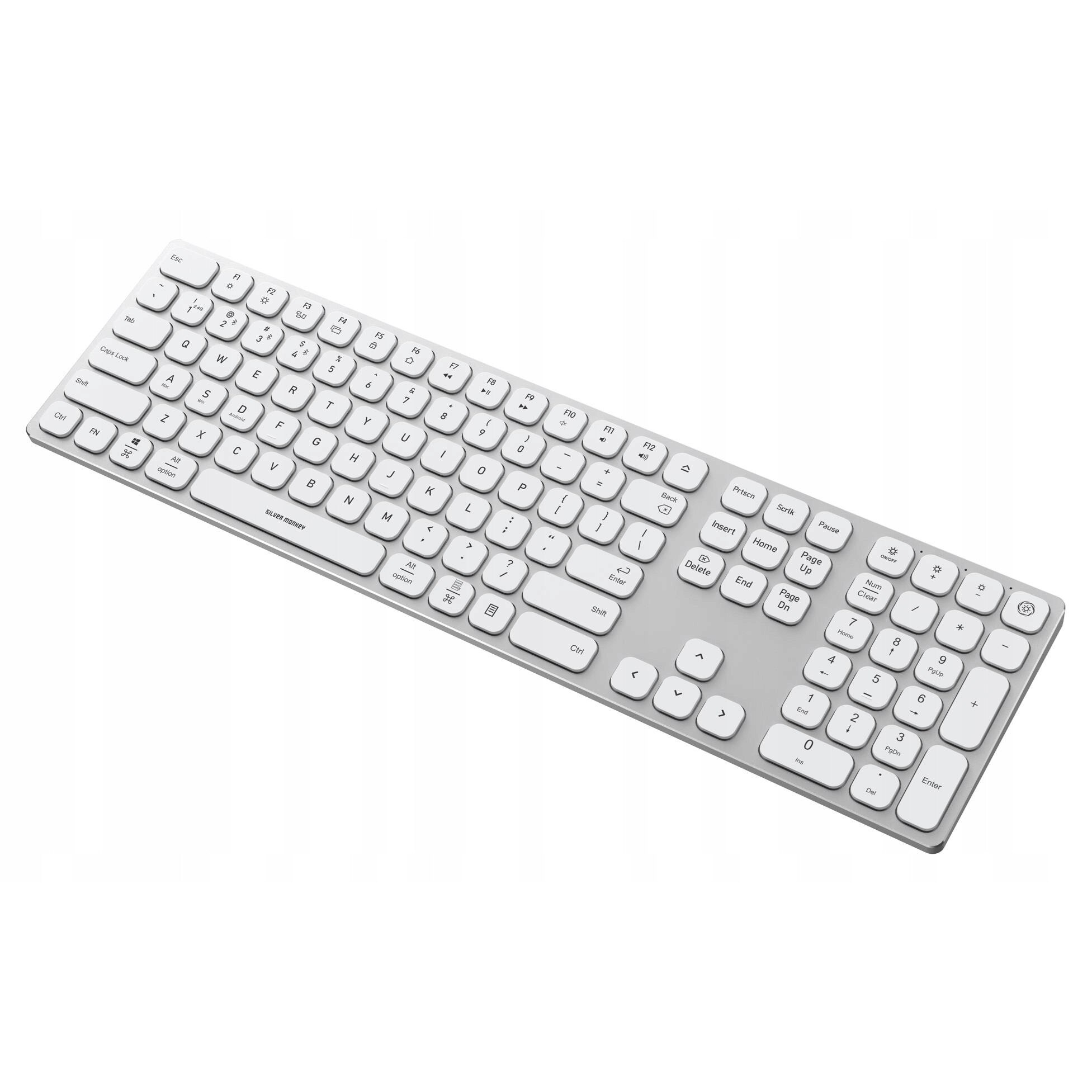 Tastatura wireless Silver Monkey Alu Keys Premium Backlight, alba ...
