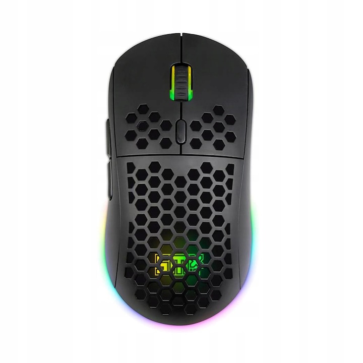 Silver Monkey X Rascal RGB gamer egér, 10000 dpi, 6 gomb, fekete, 125x64x37mm
