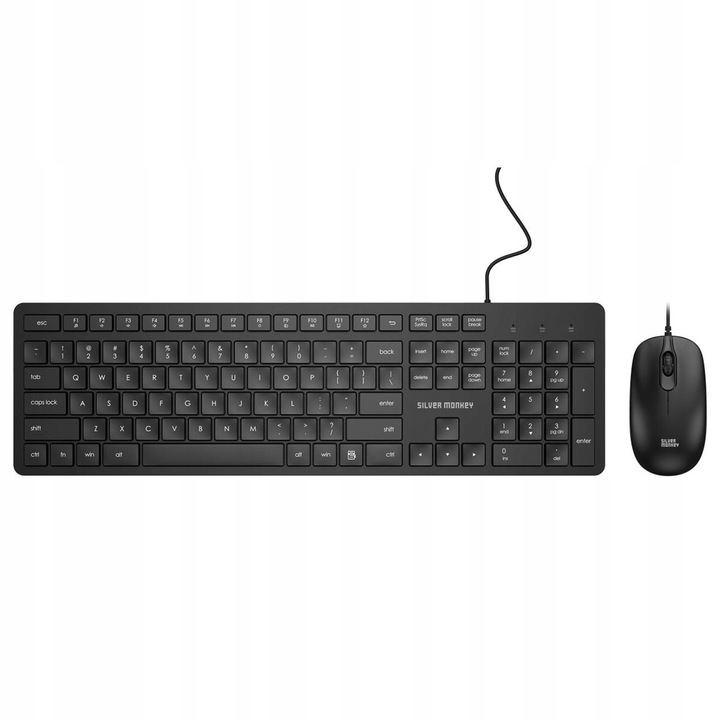 Silver Monkey S40 billentyűzet és egér szett, fekete, 1,6m, 1200 DPI