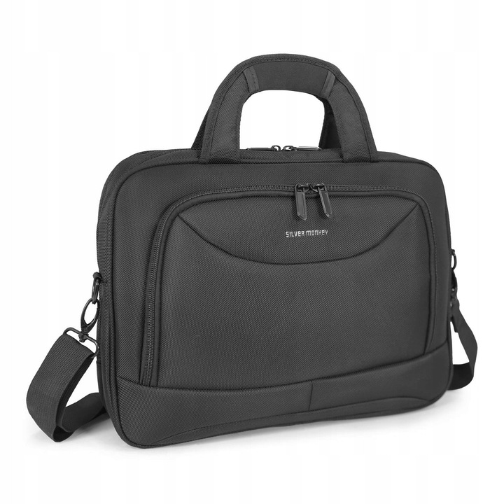 Silver Monkey CompactBag 14,1" laptop táska, 2 rekeszes, 1680D ballisztikus poliészter, fekete, 38x26x10cm