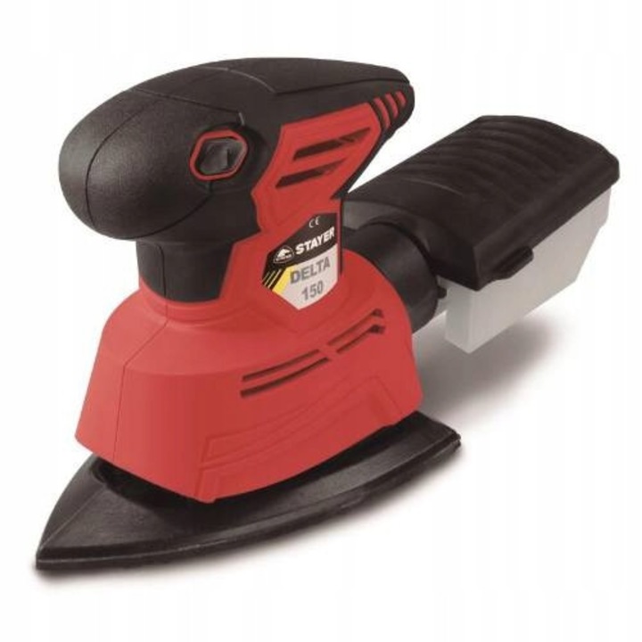 Delta csiszoló 150W, Stayer, kompakt, porelszívó rendszerrel, 150x150x100mm, 0,9kg