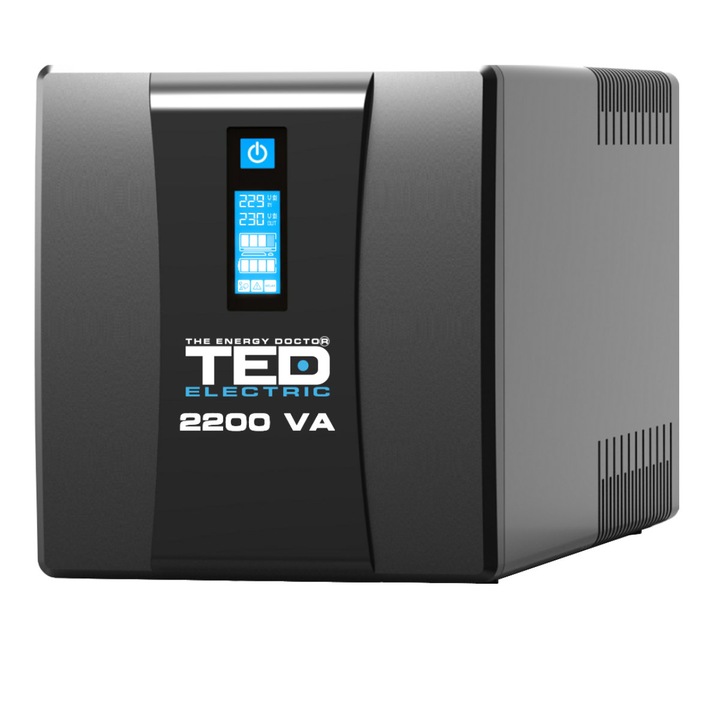 UPS Line Interactive 2200VA 1250W LCD 3 Iesiri Schuko Management USB AVR Autonomie Extinsa pentru Servere & Sisteme Securitate TED Electric TED004666