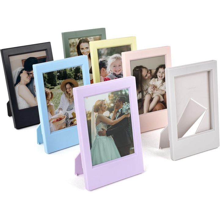 Tinalenne 7 db mini képkeret szett, 2x3 hüvelykes filmekkel kompatibilis, többszínű