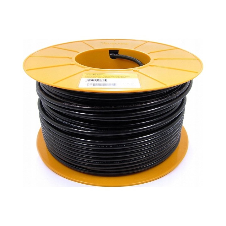Cablu antena coaxial Televes T100 2125 RG6, conductor central din cupru 1,13 mm, ecranare folie + impletitura clasa a, rezistent UV, negru, 100 m