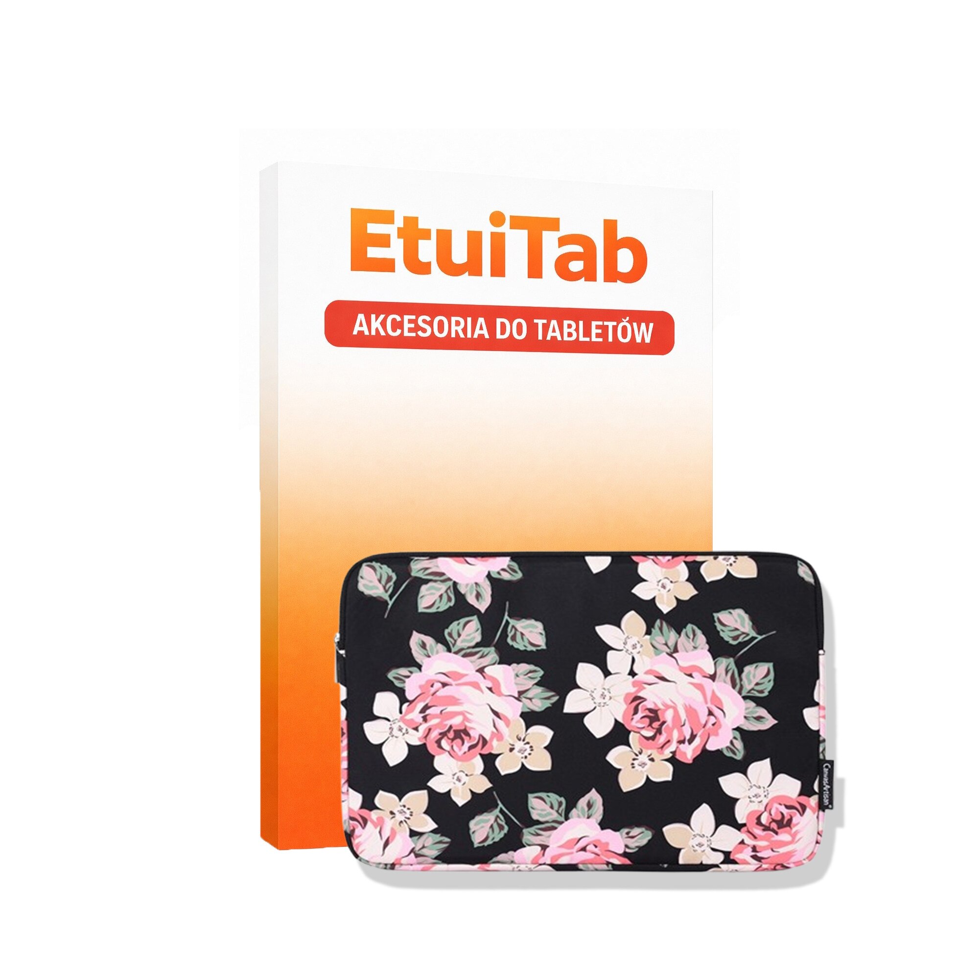 Etui laptop, EtuiTab, model flower, waterproof, negru, 35x25,5x3,5cm