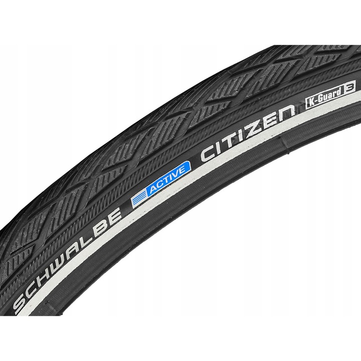 Cauciuc bicicleta Schwalbe Citizen 700x40C, antiperforare, reflectorizant, alb-negru