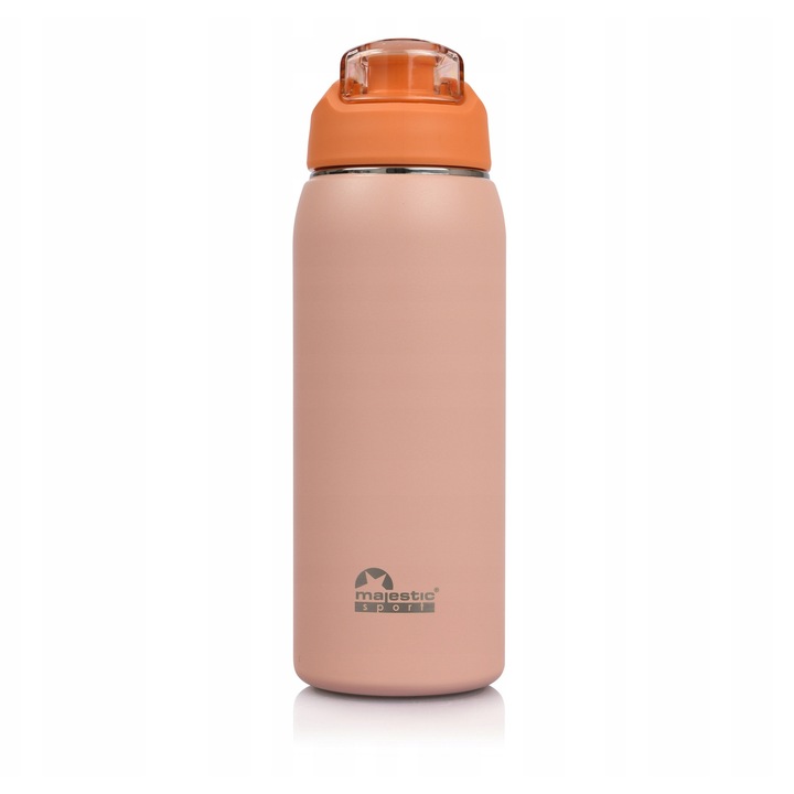 Termos Majestic Sport Delta 750 ml, inox, sistem deschidere cu un clic, cu pai, set 2 bucati