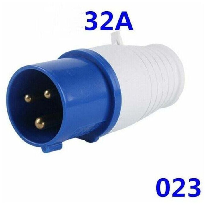 Ipari csatlakozóaljzat 32A, 220V-250V, IP44, dugóval, piros és kék