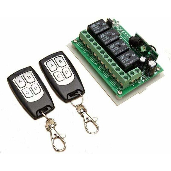 Telecomanda wireless 433MHz, 4 canale, 2 transmitatoare, distanta maxima 30m