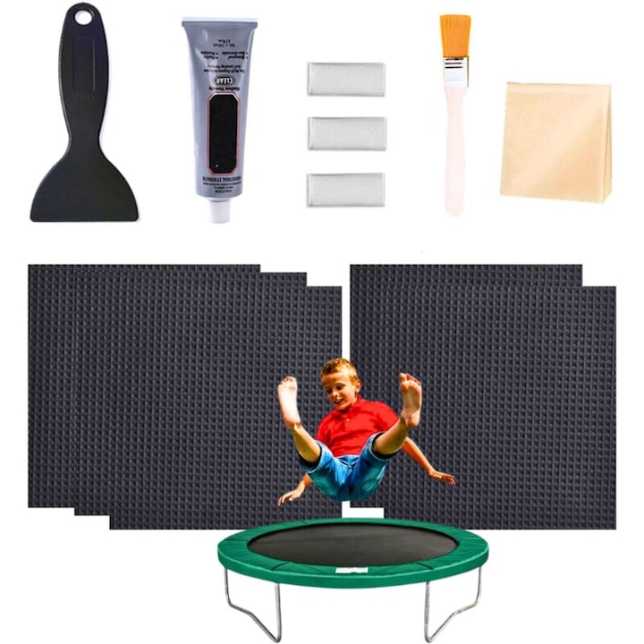 Kit de reparare pentru trambuline, 5 petice 4x4 inch, material polipropilena, accesorii sporturi in aer liber