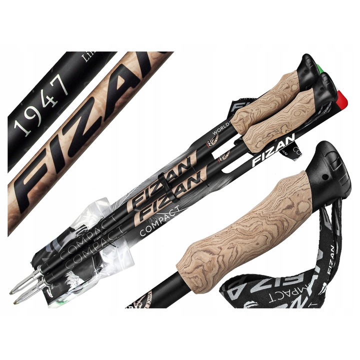 Fizan Compact túrabotok, állítható 59-132cm, alumínium, fekete, szett tokkal