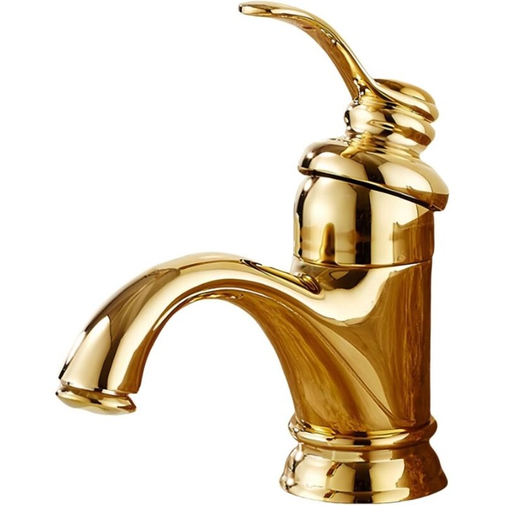 Mosdó csaptelep, kétkaros, szálcsiszolt bronz felület, retro design, pultra szerelhető
