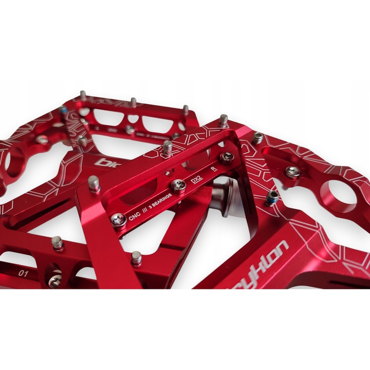 Bicyklon DX2 kerékpár pedál, 6061 alumínium, 3 csapágy, 100x110mm, piros
