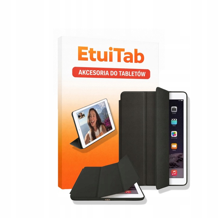 EtuiTab tablettok Apple iPad 9.7 2017/2018 készülékhez, fekete, ultravékony, állvány funkcióval
