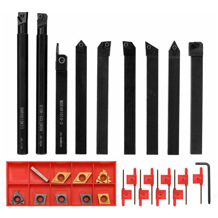 Set de scule de prelucrare metalica, 9 piese, suporti pentru unelte CNC, rezistenta ridicata, dimensiuni variate