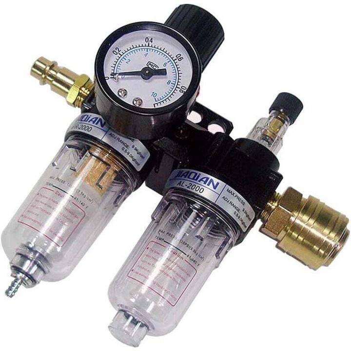 Regulator de presiune aer 1/4", separator ulei-apa, control precis 12 bar, accesorii compresoare