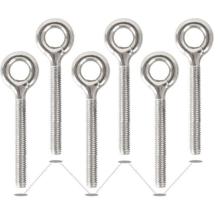 Set 6 suruburi cu ochi M10 din otel inoxidabil 304, rezistente la coroziune, 113mm, 14.5mm