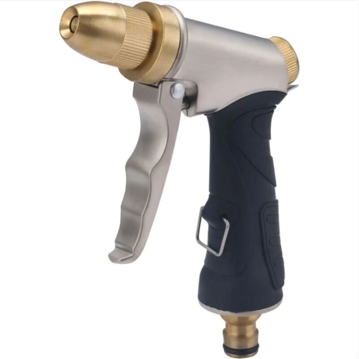 Pistol de stropit metalic, maner din cauciuc antiderapant, spray ajustabil, 1/2"