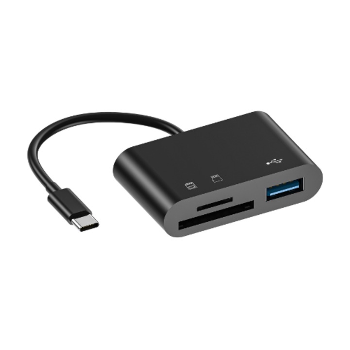 Cititor de carduri 3-in-1, USB 3.0, design compact, pentru computer, tableta, mobil