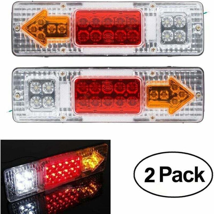 Lampi de remorca cu 19 LED-uri, 12V, impermeabile IP65, montare pe suprafata cu 6 suruburi, set
