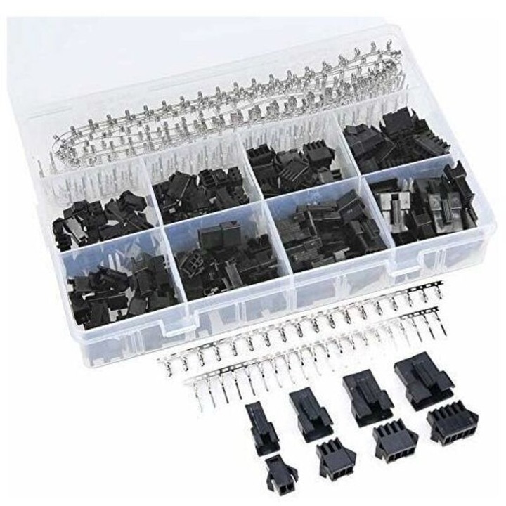 Set conectori JST SM 2.5mm, 560 piese, 2 3 4 5 pini, plastic negru