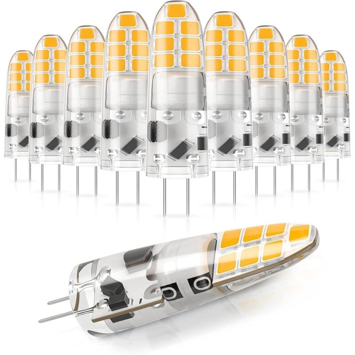 LED izzó 2W (20W halogénnel egyenértékű), meleg fehér 3000K, 12V, 10 darabos készlet