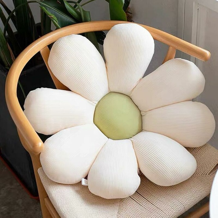 Perna decorativa in forma de floare, 50x50cm, design floarea-soarelui si margareta, multicolor, set