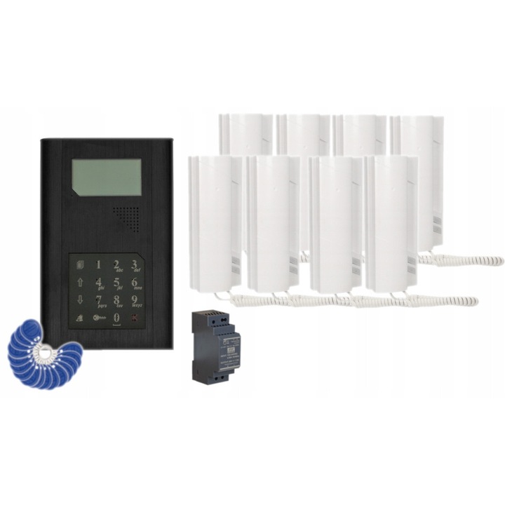 Proel KDC3905 kaputelefon szett 8 db PC-512 unifonnal, digitális, 2 vezetékes, fekete, 220x135x11mm