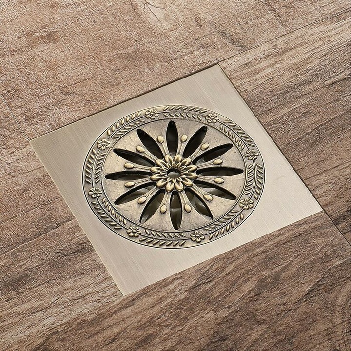 Sifon podea patrat pentru dus 10x10cm inox AISI 304 anti-miros