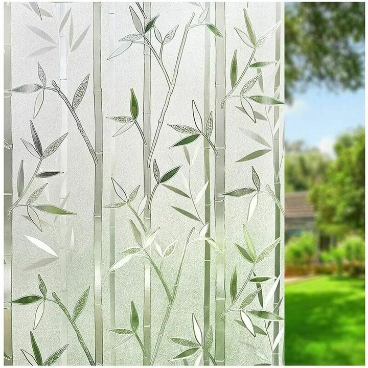Folie geam decorativa bambus, 60x200cm, reutilizabila, protectie UV