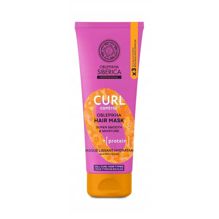 Hajmaszk göndör hajra, Natura Siberica, 200ml, revitalizáló, sérült hajra