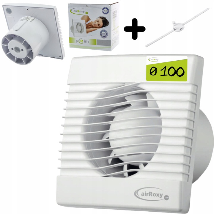 AirRoxy fürdőszobai ventilátor, S modell, 104m3/h, 15W, fehér, visszacsapó szeleppel